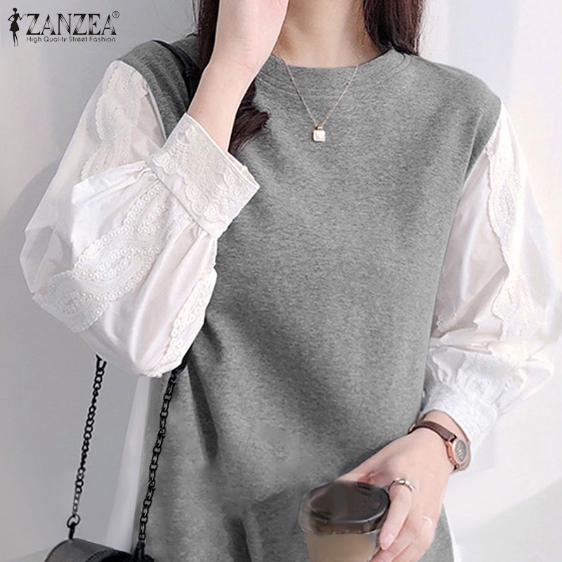 Áo kiểu nữ ZANZEA tay lửng cổ tròn thời trang nhiều màu tùy chọn