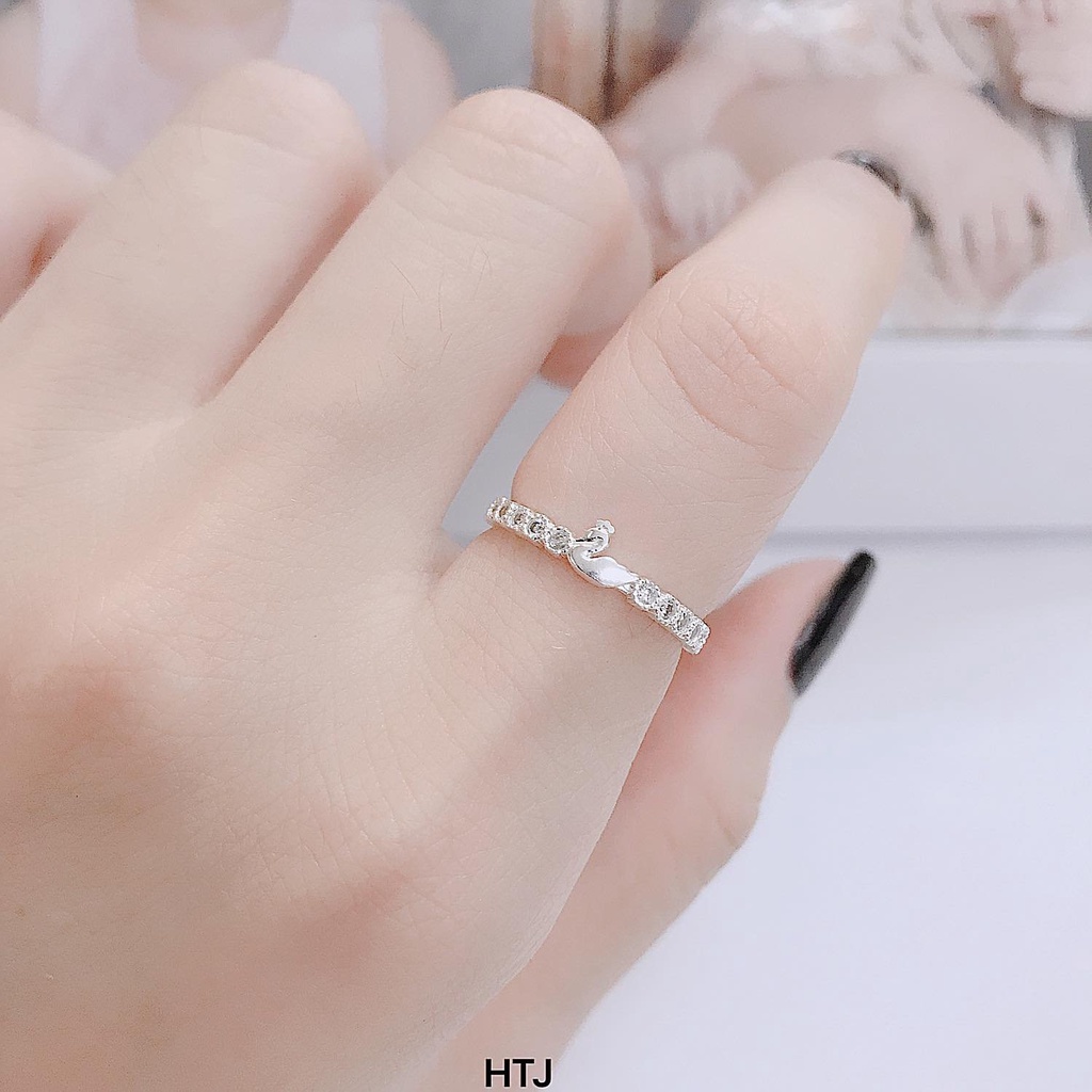 Nhẫn nữ bạc thật hình thiên nga nhỏ xinh LINH MIU SILVER