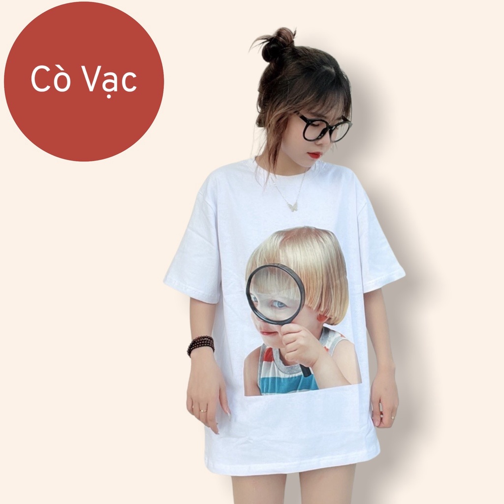 Áo ADLV Phông Tay Lỡ Cậu Bé Kính Lúp Dáng Rộng Thời Trang Chất Liệu Cotton