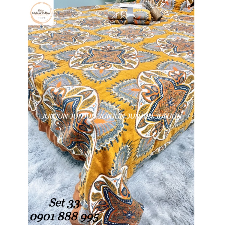 N5_SET Chăn Ga Gối vải Xô Organic cotton dòng cao cấp