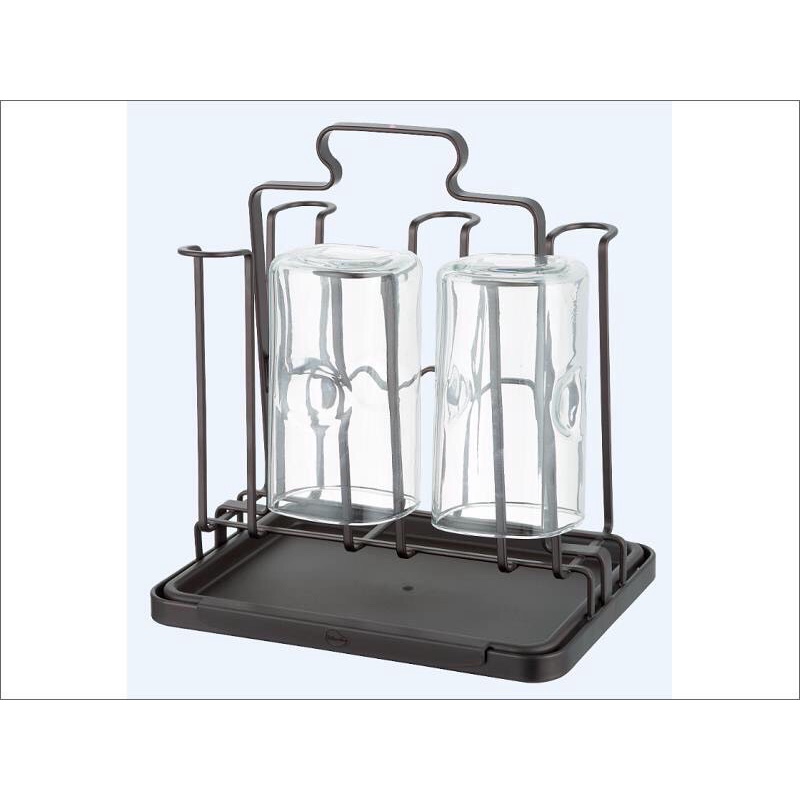 Úp cốc Inox vàng gương có khay hứng nước kèm núm bọc chống trượt