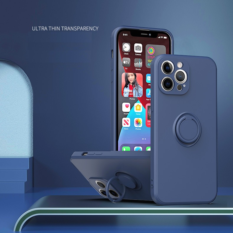 Ốp Lưng Silicon Dẻo Kèm Ring Có Lót Nỉ iP 13 Pro Max - Minh An Saigon