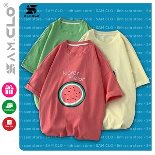 Áo thun tay lỡ nữ SAM CLO phông form rộng freesize dáng Unisex mặc cặp, nhóm, lớp in hình trái cây