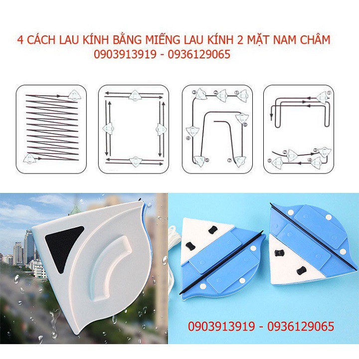 Miếng lau kính 2 mặt nam châm cho cửa kính chung cư cao tầng siêu tiện dụng