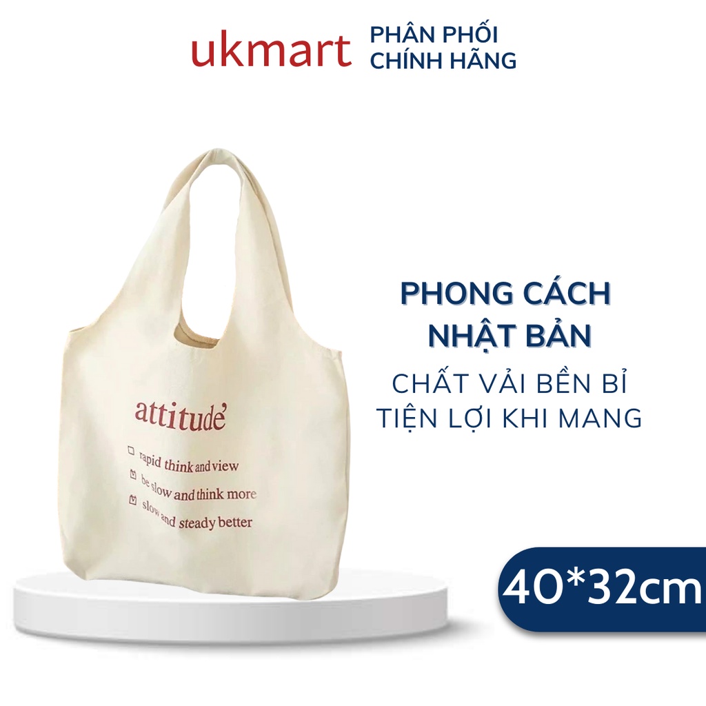 [GIFT] Túi Tote Vải Đeo Chéo Vai Phong Cách Nhật Bản Cao Cấp Vải Canvas Attitude Chất Đẹp Đi Học Đi Làm Đi Chơi Trà Sữa