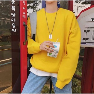 ÁO SWEATER TRƠN CHẤT NỈ LÓT BÔNG MÀU VÀNG - SWEATER UNISEX - MM