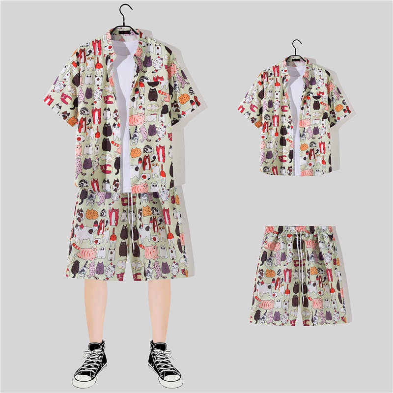 Áo Sơ Mi Tay Ngắn Dáng Rộng In Họa Tiết Hoa Phong Cách Hawaii Thời Trang Mùa Hè Cho Nam size M-3XL