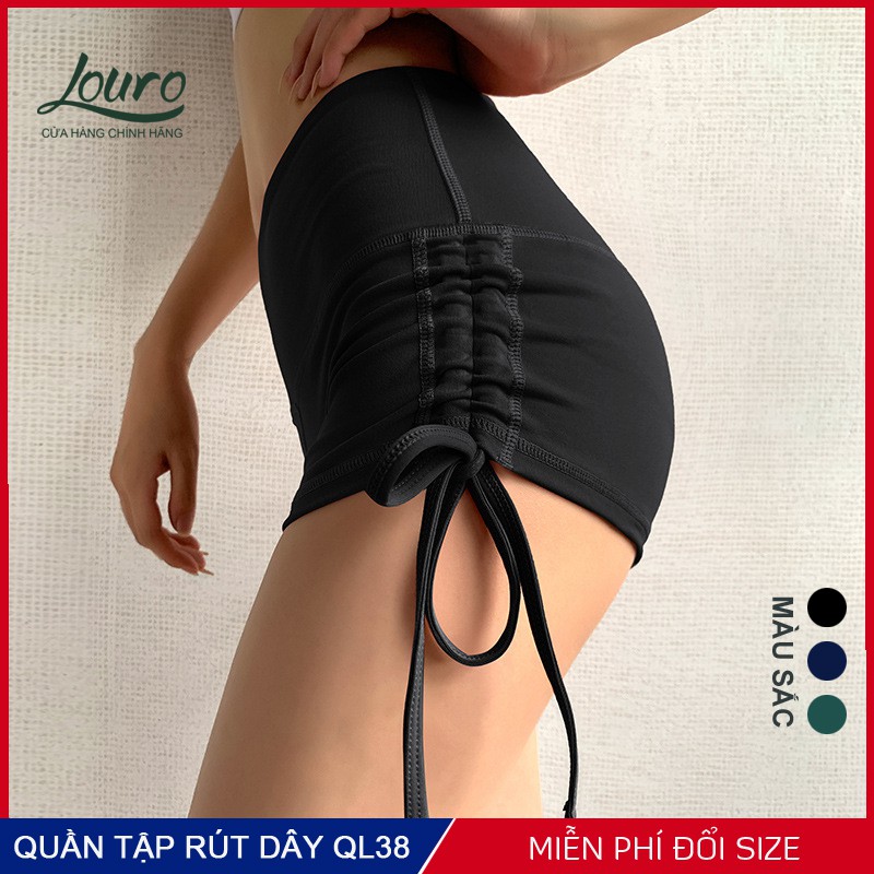 Quần short nữ dây rút tập thể thao Louro QL38, dùng quần tập gym nữ, yoga, zumba, thoáng mát, co giãn 4 chiều