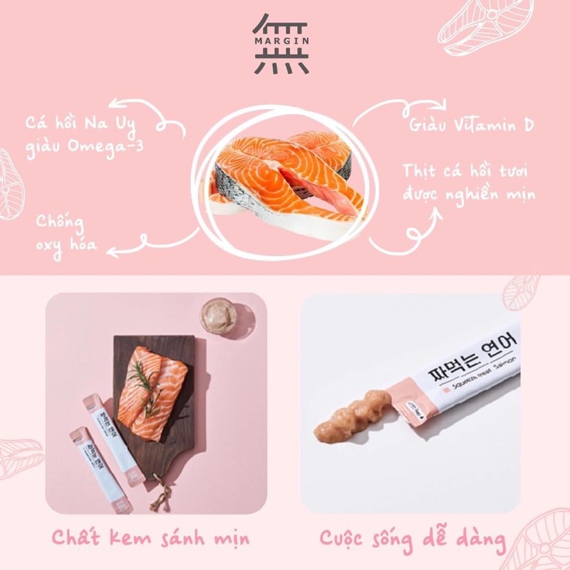 Margin squeeze treat - súp thưởng cho mèo thịt cá hồi , thịt gà