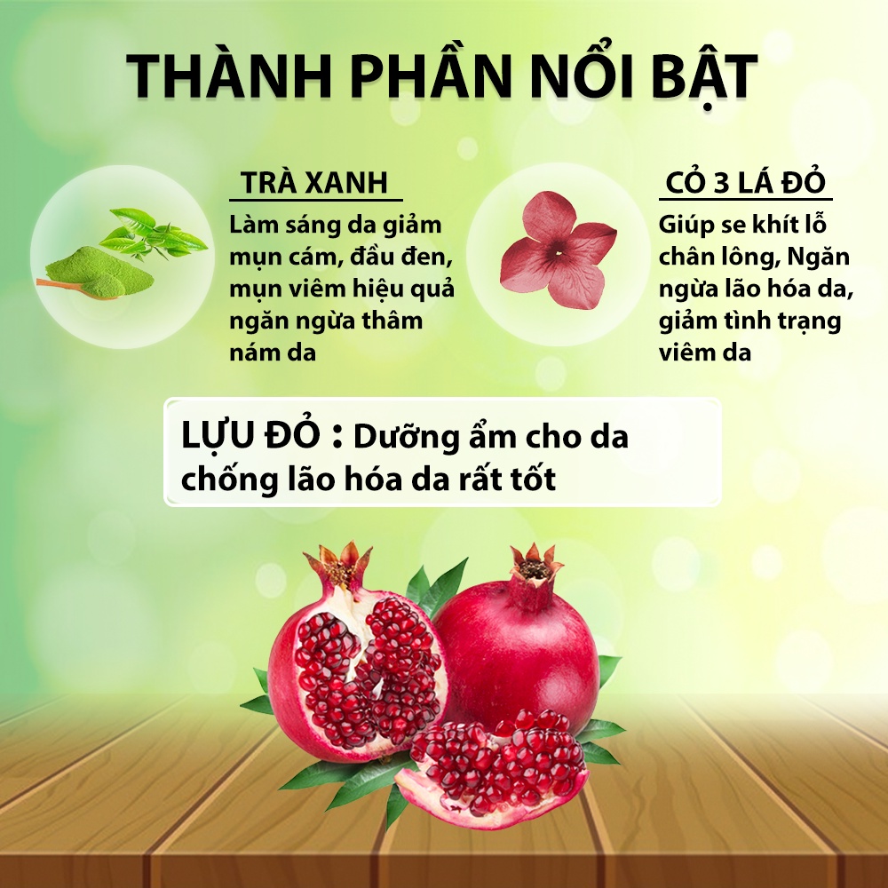 Sữa rửa mặt làm sáng da và dưỡng ẩm V9Queen, chiết xuất lựu đỏ làm sạch sâu 50g - 100g