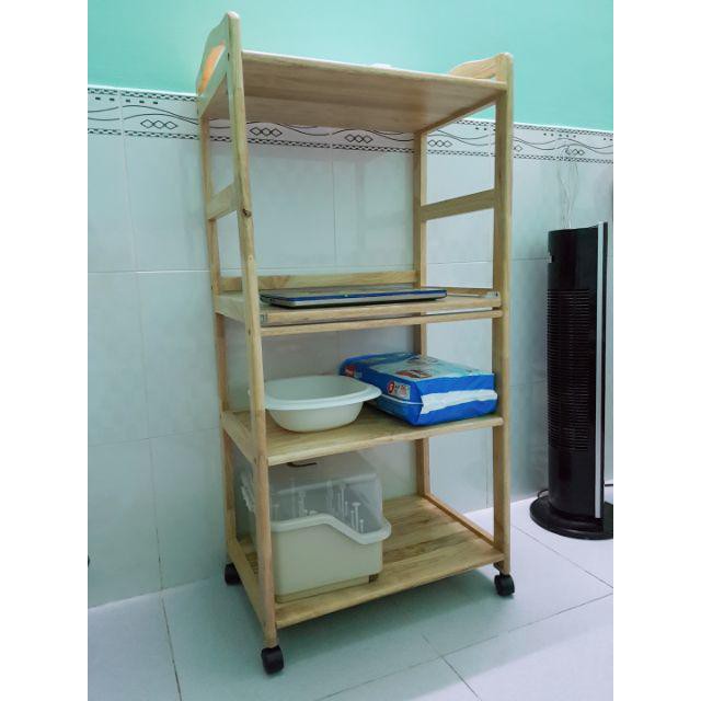 𝐌IỄN PHÍ SHIP Kệ Lò Vi Sóng 4 Tầng Bằng Gỗ Tự Nhiên