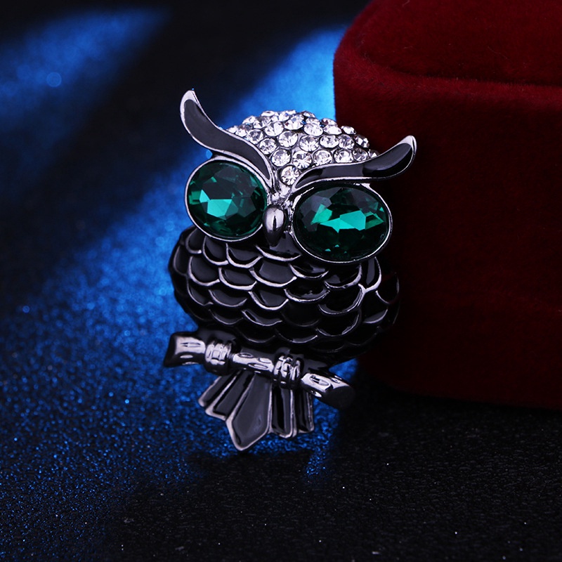 Trâm Cài Áo Hình Chim Cú Màu Trắng Đen Phong Cách Cổ Điển Cho Nam Và Nữ