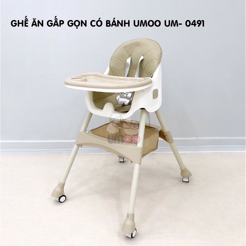 Ghế Ăn Dặm Đa Năng Gấp Gọn Có Bánh Xe UMOO UM 0491
