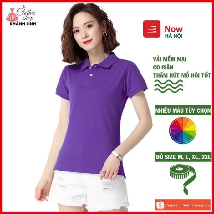 Áo polo nữ tay ngắn cổ trụ thun cotton CVC cao cấp, áo nữ bốn mùa nhiều màu mặc đẹp dễ phối đồ cho chị em - KL02