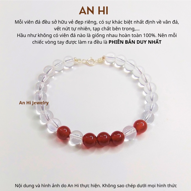 Vòng Tay Đá Phong Thủy Carnelian, Clear Quartz, Vòng Tay Bạc Nam, Nữ, Quà Tặng Gia Đình, Sinh Nhật - AN HI