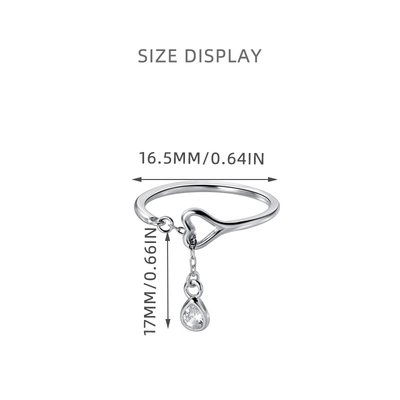 Nhẫn Đeo Tay Kim Loại Tạo Hình Trái Tim Đính Đá Thời Trang Cho Nữ