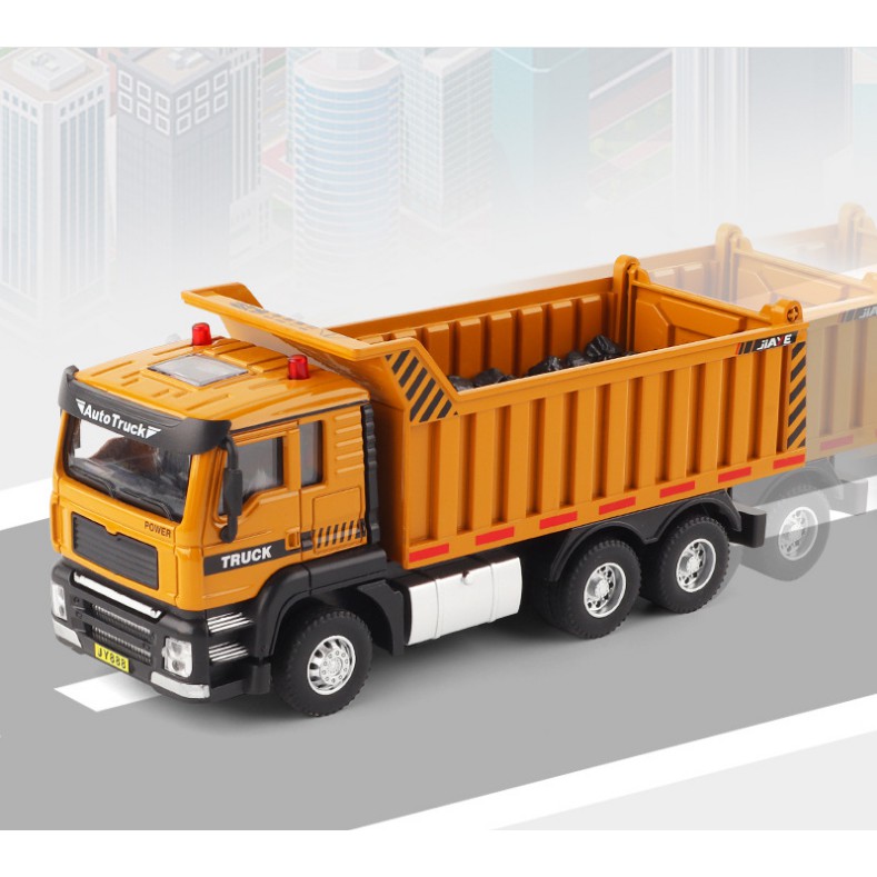 Mô hình xe tải Mô hình xe ben bằng kim loại có đèn và nhạc tỉ lệ 1: 50