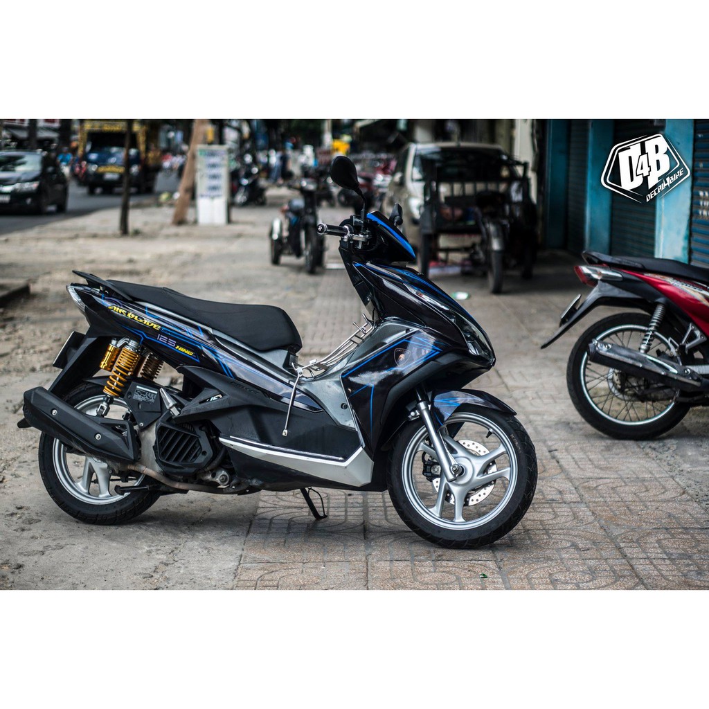 Tem trùm xe Air Blade 2014 Blueline on Black