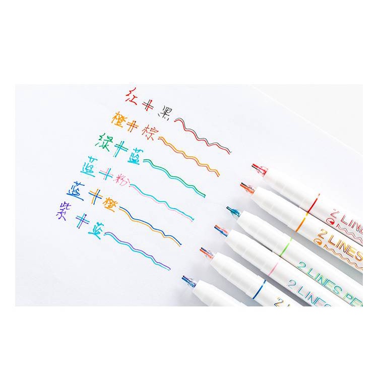 Bút gel Đầu 2 ngòi Nét 0.5mm Rosy Posy Line Pen - 1 chiếc tùy chọn màu