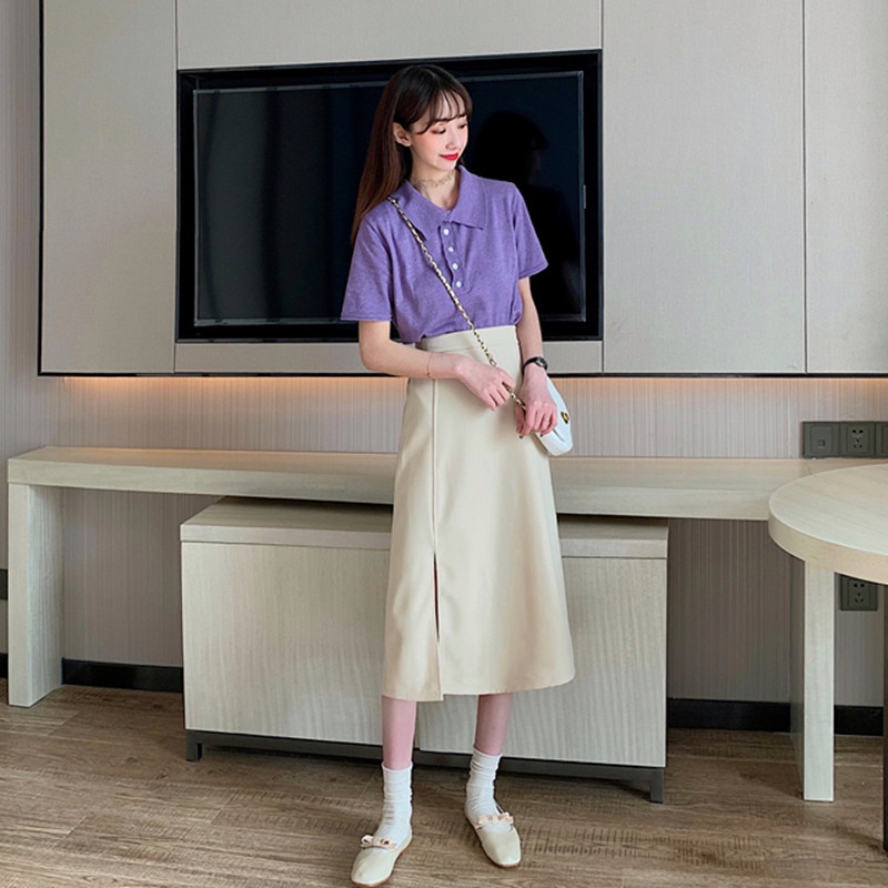 Chân váy Midi xẻ tà dài dáng suông đơn giản cá tính phong cách sang trọng có big size Mely's Fashion CV23 | BigBuy360 - bigbuy360.vn