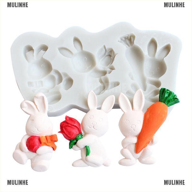 Khuôn silicone Tạo Hình Làm Bánh Kẹo Hình Thỏ Phục Sinh DIY