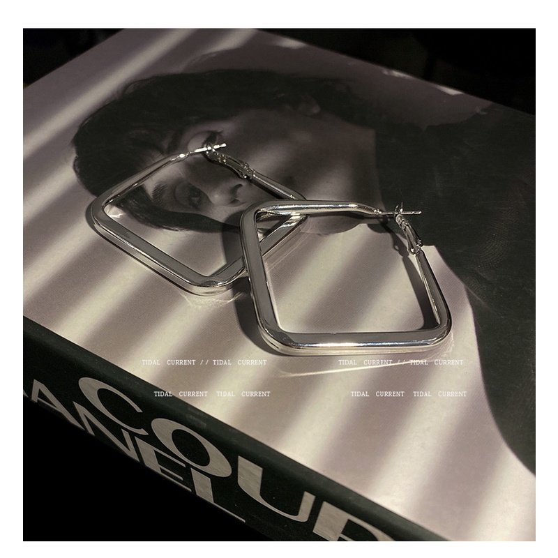 Khuyên Tai Bạc Họa Tiết Hình Học Đơn Giản Thời Trang Cho Nữ