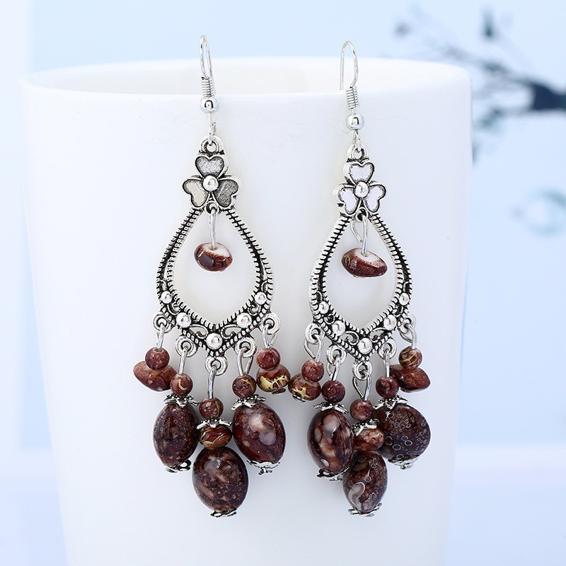 Bông tai phối đá thời trang phong cách Vintage cho nữ