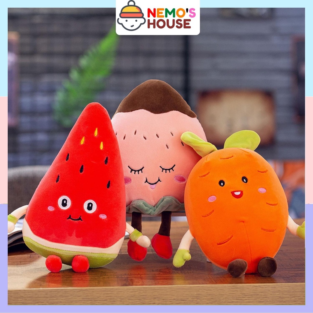 Dưa hấu bông mềm mịn cute giá rẻ, thú nhồi bông mini đáng yêu cho bé