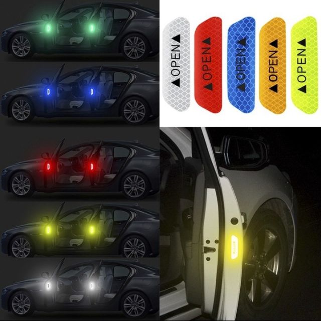 Set 4 tem dán phản quang chữ OPEN dán cửa xe ô tô
