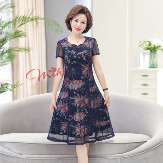 Váy Đầm Dự Tiệc Trung Niên Nữ Cao Cấp V10 - Áo Đầm Dạ Hội Cho Mẹ Đẹp Sang Trọng Thời Trang cho người lớn tuổi Bigsize