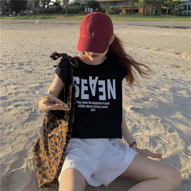 Áo thun sát nách dáng rộng in họa tiết kiểu Hàn Quốc thời trang mùa hè cho nữ