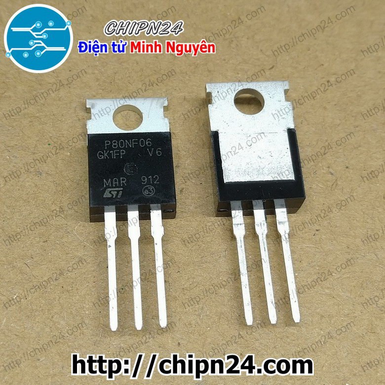 [1 CON] Mosfet 80NF06 TO-220 80A 60V Kênh N (80N06 STP80NF06)