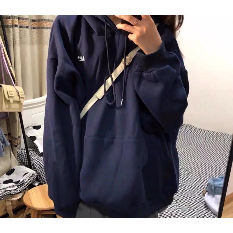 Áo nỉ có mũ xanh than