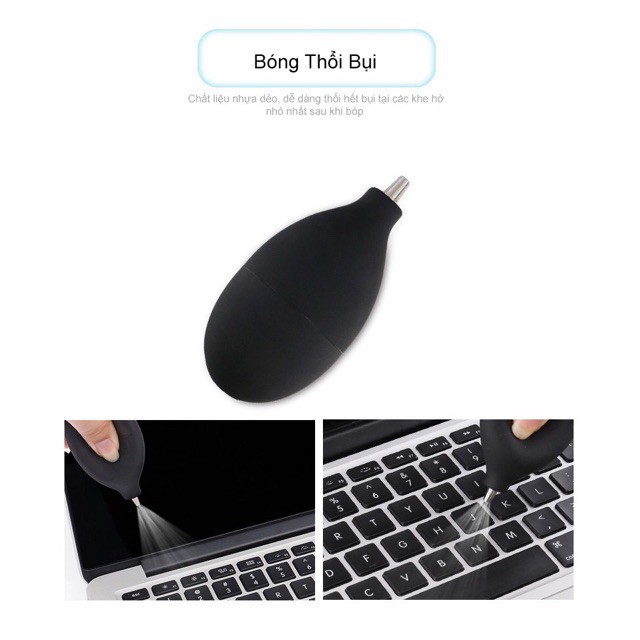 Bộ Vệ Sinh Màn Hình, Vỏ Ngoài, Bàn Phím Macbook, Laptop, Lens Có Khăn Lau, Chổi Quét Bụi, Bóng Thổi Bụi 5in1 JRC