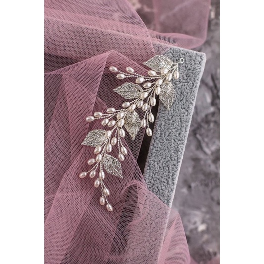 Cài tóc cô dâu ốp bên hình chiếc lá phong cách châu âu