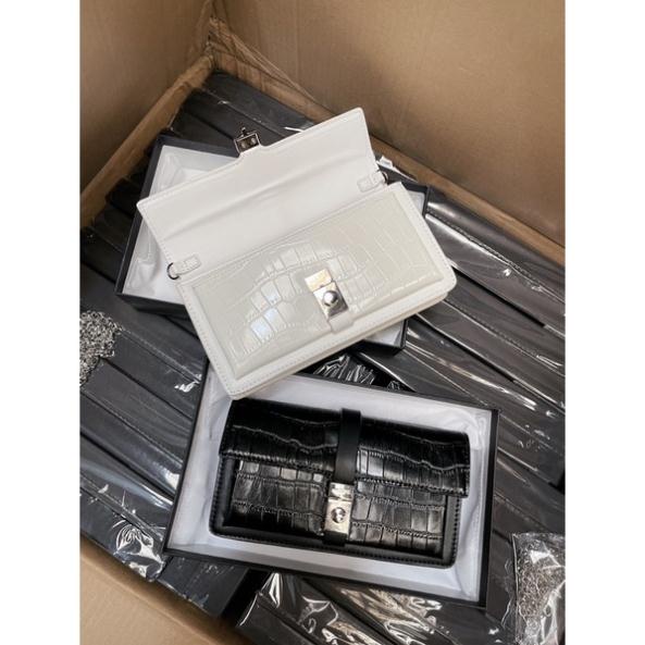 Túi pê rô vân rắn khoá tròn kèm hộp size 20 hàng QC cao cấp