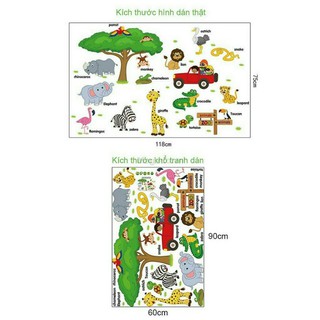 decal dán tường combo vườn thú