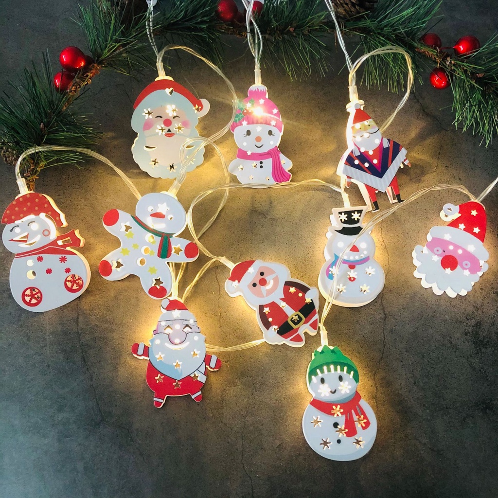 Dây Đèn Led 1.65M 10 Bóng Hình Ông Già Noel Trang Trí Cây Thông Noel