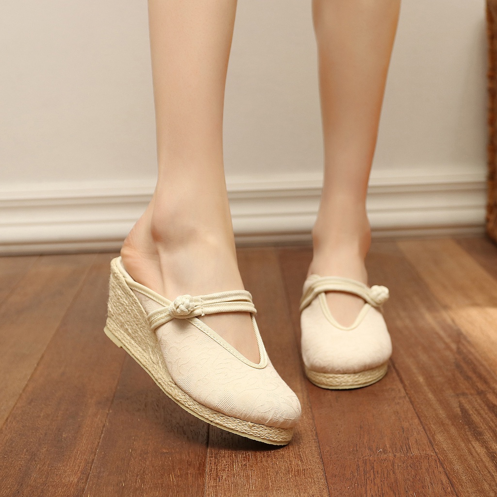 Mới Giày Vải Lanh Đế Xuồng Thêu Họa Tiết Thời Trang Mùa Hè Cho Nữ | BigBuy360 - bigbuy360.vn