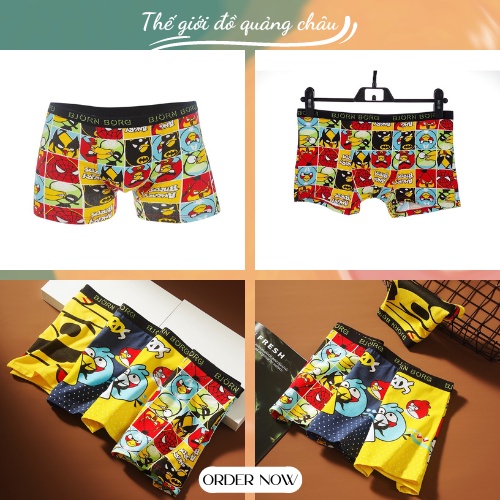 Quần sịp đùi cho bé và người lớn, họa tiết in sắc nét, co giãn - Hàng Quảng Châu (QC36)