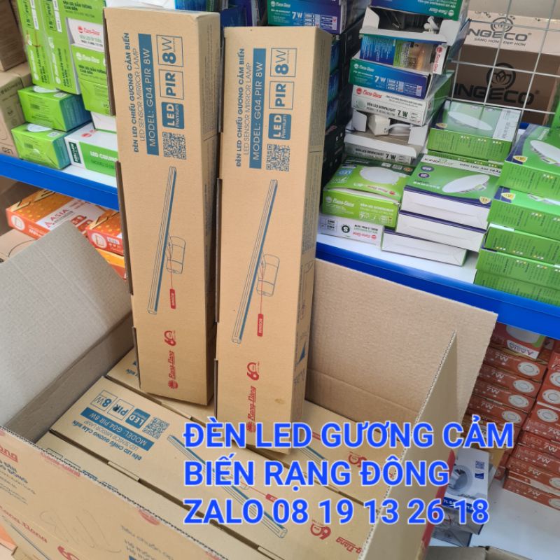 Đèn Led GƯƠNG Cảm Biến 8W Rạng Đông, thông minh cao cấp, mã G04.PIR 8W