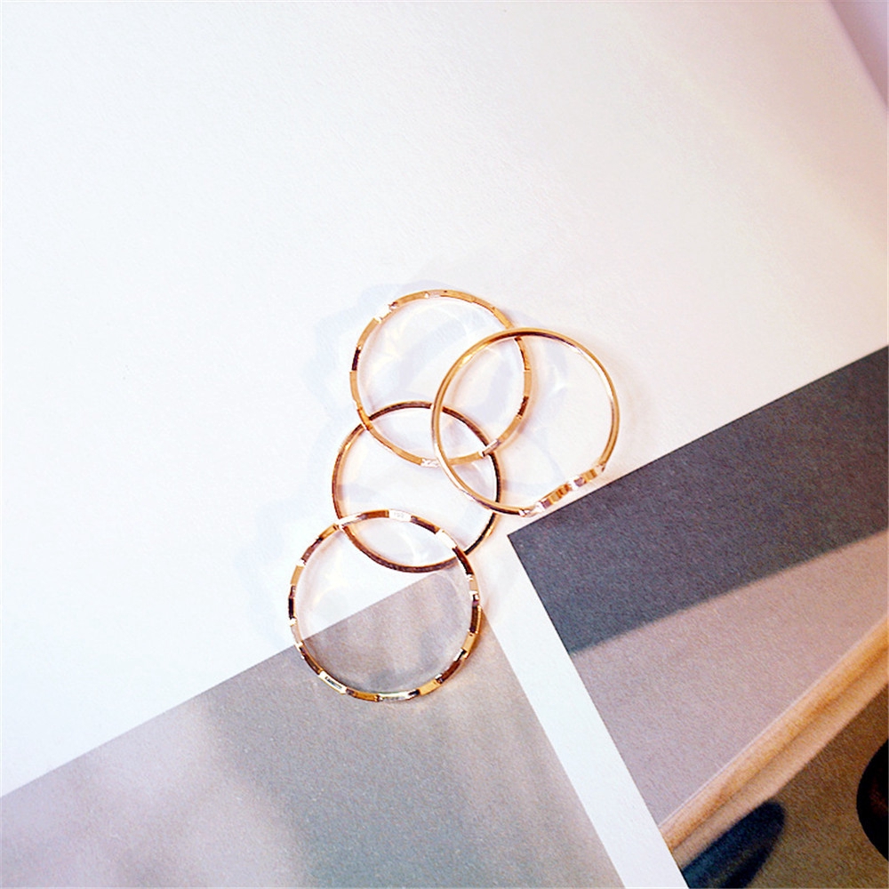 Bộ 4 nhẫn thiết kế đơn giản phong cách Hàn thời trang cho nữ