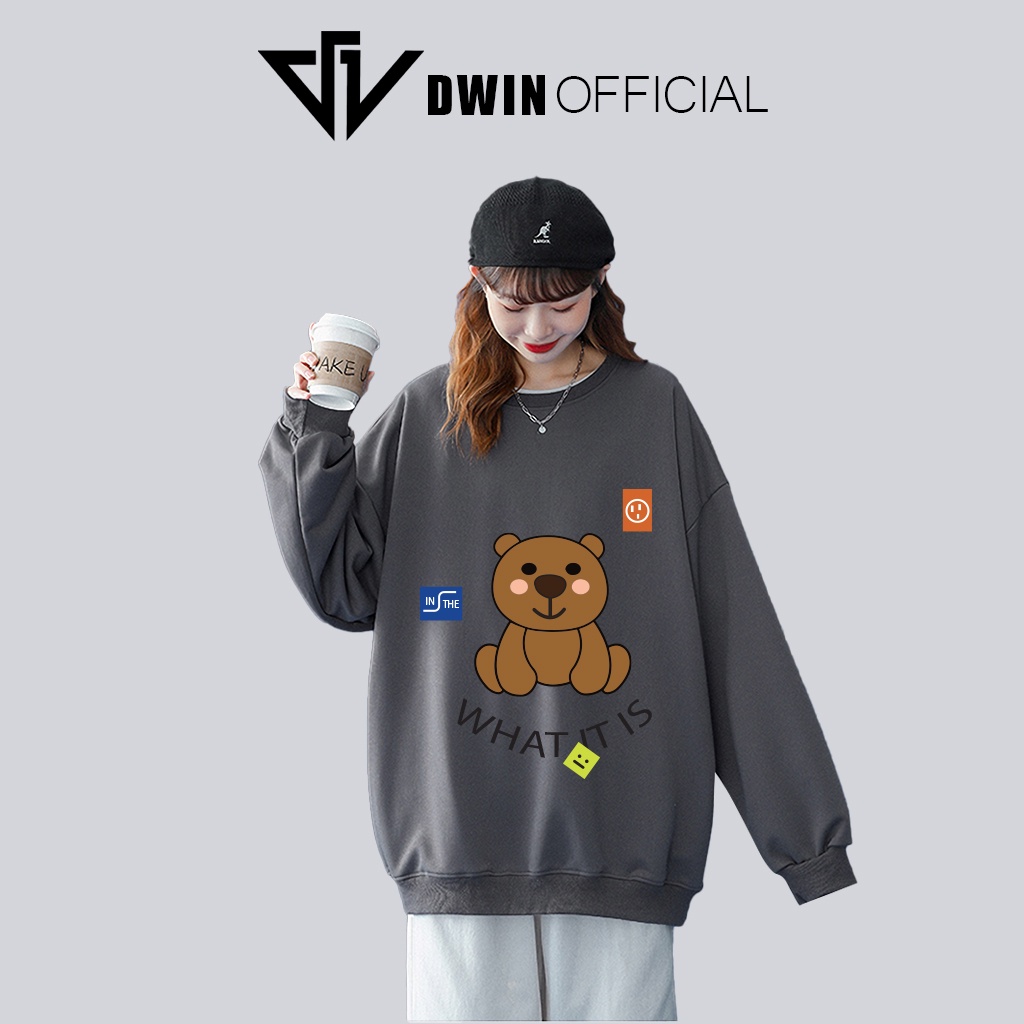 Áo sweater nỉ What is it Unisex DWIN basic nam nữ form rộng oversize local brand SP00100