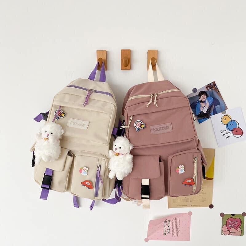 Balô ulzzang 2 túi nhỏ