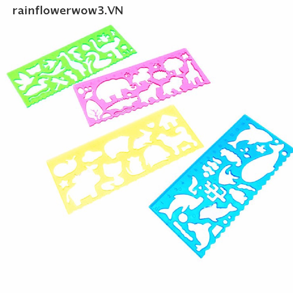 Bộ 1 / 4 Thước Mẫu Vẽ Tranh Phong Cảnh Động Vật Khác Nhau Vui Nhộn