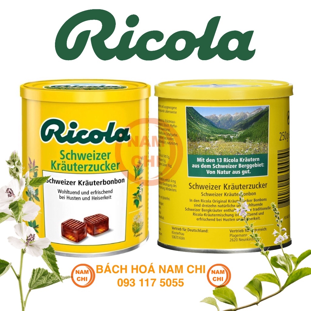 Kẹo Thảo Mộc Ricola Chiết Xuất 13 Loại Thảo Mộc Hộp 250g - Đức