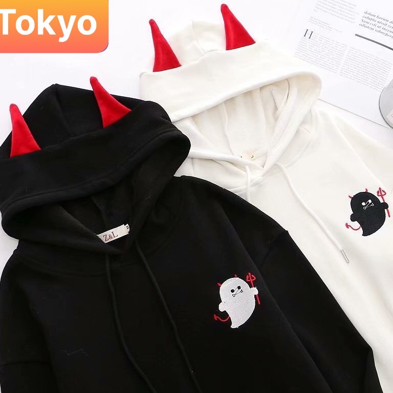 Áo Khoác Hoodie Nỉ Nam Nữ, Áo Hoodie From Rộng In Họa Tiết Ma Cute Đáng Yêu- TOKYO FASHION