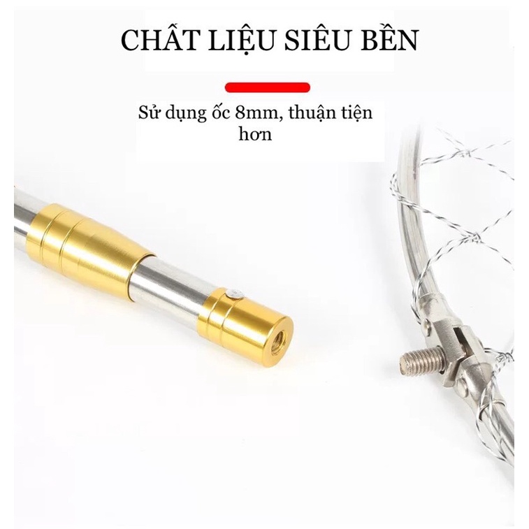 Vợt Cá inox 2m1 Mặt vợt 40cm sâu 50cm