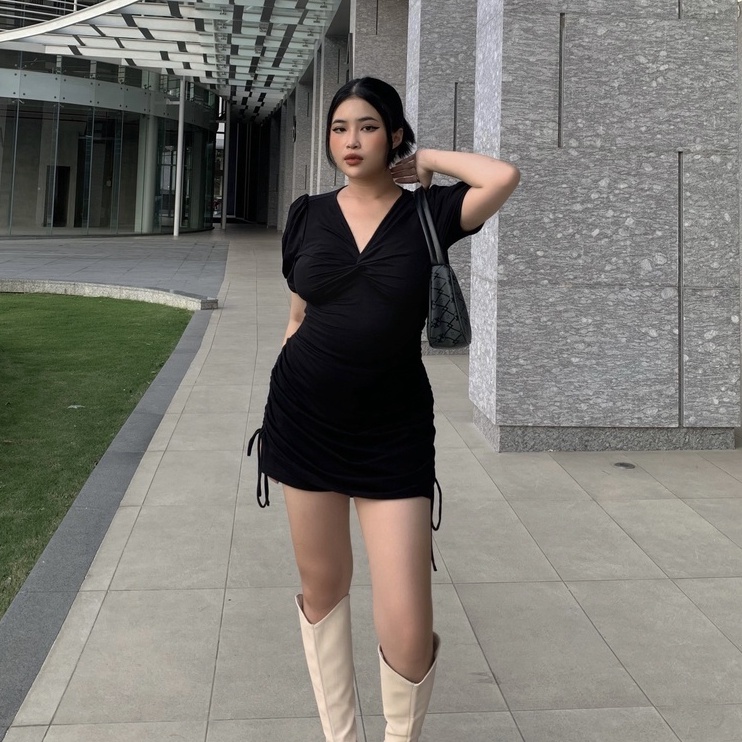 Áo thun nhún tay xoắn ngực BIGSIZE (55kg đến 95kg) - 22YAP02 - [BU Bigsize Young]