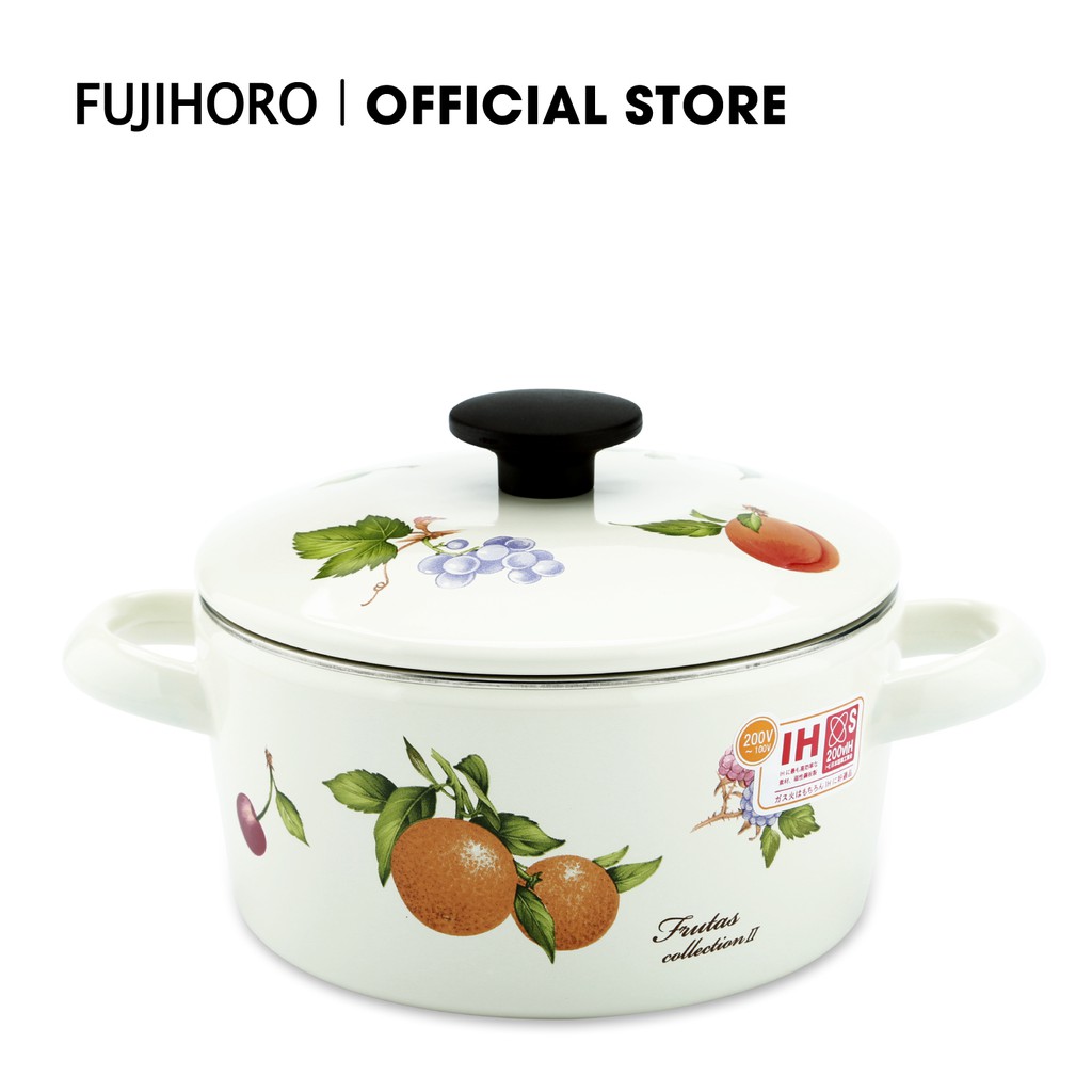 Nồi tráng men Fujihoro FRV-18W (Họa tiết Trái Cây) - Dung tích 2.4L - Bảo hành 2 năm - Hàng chính hãng